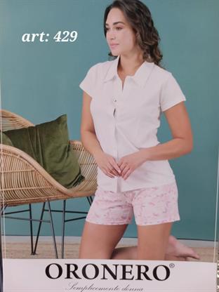 ORONERO 429 PIGIAMA DONNA CORTO APERTO AVANTI