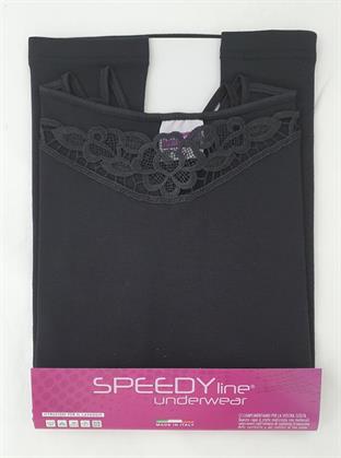 SPEEDY OP25 CANOTTA DONNA S/S CON PIZZO MACRAME'NERO