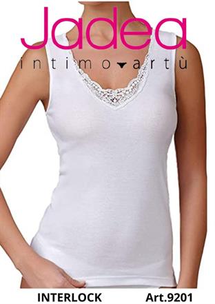 JADEA 9201 CANOTTA DONNA INTERLOCK S/L PIZZO MACRAME'