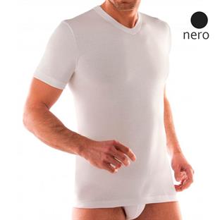 LIABEL 02828-53N T-SHIRT UOMO M/M SCOLLO-V C/COT NERO