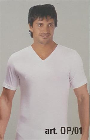 SPEEDY OP01 T-SHIRT UOMO MAXI M/M SCOLLO V CALDO COT.BIANCO