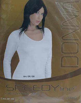 SPEEDY OP09 T-SHIRT DONNA M/L CALDO COTONE BIANCO