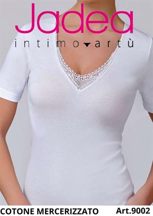 JADEA 9002 T-SHIRT DONNA M/M COTONE PIZZO MACRAME'